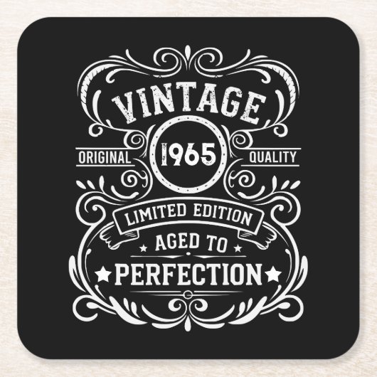 Gepersonaliseerde zestig vintage 60ste verjaardags kartonnen onderzetters (Voorkant)