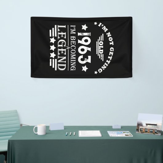 Gepersonaliseerde zestig vintage 60ste verjaardags spandoek (Beurs)