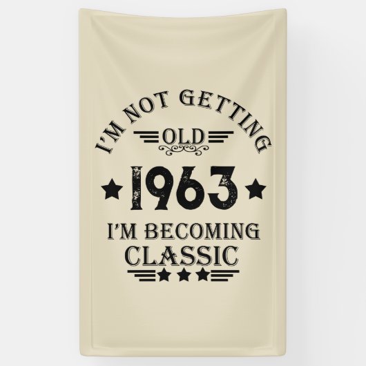 Gepersonaliseerde zestig vintage 60ste verjaardags spandoek (Verticaal)