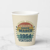 Gepersonaliseerde zeventig vintages 70ste verjaard papieren bekers (Achterkant)
