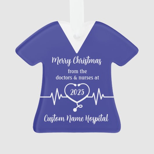 Gepersonaliseerde ziekenhuisnaam Vrolijk Kerstfees Ornament (achterkant)