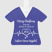 Gepersonaliseerde ziekenhuisnaam Vrolijk Kerstfees Ornament (voorkant)