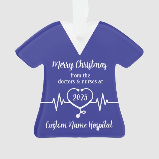 Gepersonaliseerde ziekenhuisnaam Vrolijk Kerstfees Ornament (voorkant)