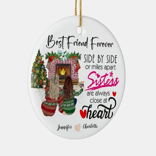 Gepersonaliseerde zij aan zij of mijlen uit elkaar keramisch ornament (Rechts)