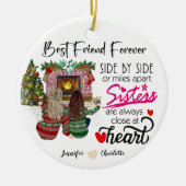 Gepersonaliseerde zij aan zij of mijlen uit elkaar keramisch ornament (Voorkant)