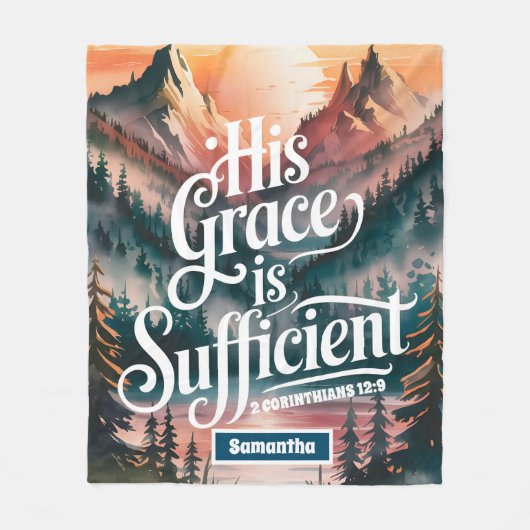 Gepersonaliseerde Zijn genade is voldoende Christe Fleece Deken (Voorkant)