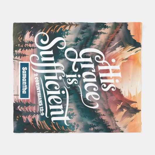 Gepersonaliseerde Zijn genade is voldoende Christe Fleece Deken (Voorkant (Horizontaal))