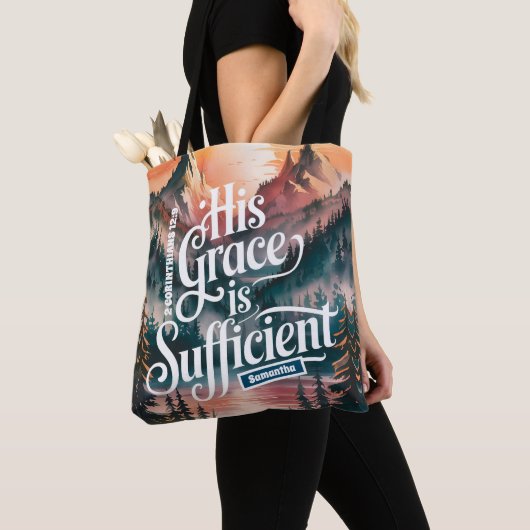 Gepersonaliseerde Zijn genade is voldoende Christe Tote Bag (Dichtbij)