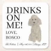 Gepersonaliseerde Zilver Grijs Poedel Hond Huwelij Kartonnen Onderzetters (Voorkant)