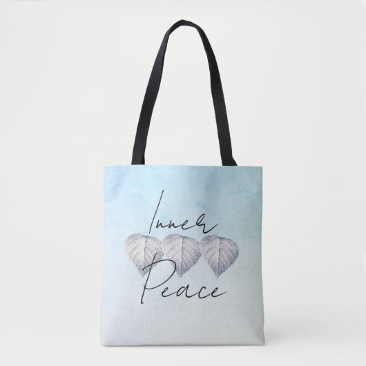 Gepersonaliseerde Zilveren Blad Licht Blauw Tote Bag (Voorkant)
