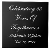 Gepersonaliseerde zilveren bruiloft Jubileum Displ Tegeltje (Voorkant)