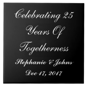 Gepersonaliseerde zilveren bruiloft Jubileum Displ Tegeltje