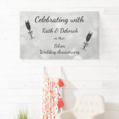 Gepersonaliseerde zilveren bruiloft Jubileum Spandoek (Insitu)