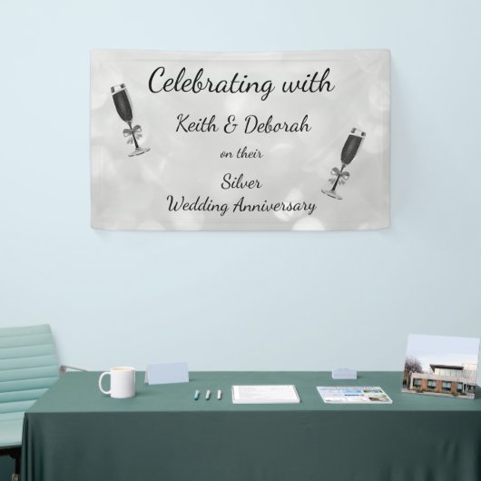 Gepersonaliseerde zilveren bruiloft Jubileum Spandoek (Beurs)