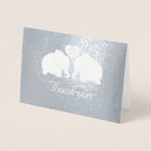 Gepersonaliseerde zilveren bruiloft olifanten Dank Folie Kaarten (Voorkant)