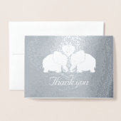 Gepersonaliseerde zilveren bruiloft olifanten Dank Folie Kaarten (Voorkant met envelop)