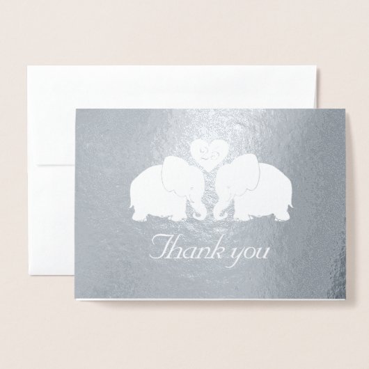 Gepersonaliseerde zilveren bruiloft olifanten Dank Folie Kaarten (Voorkant met envelop)