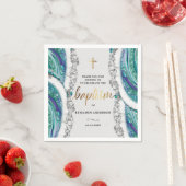 Gepersonaliseerde Zilveren en Blauwe Minerale Sten Servet (Insitu)