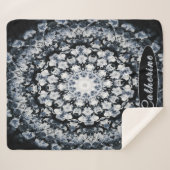 Gepersonaliseerde Zilveren en Zwarte Bloemglazen M Sherpa Deken (Voorkant (horizontaal))