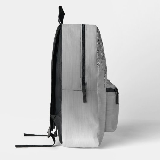Gepersonaliseerde Zilveren Girly Glitter Druppels  Bedrukte Rugzak (Links)
