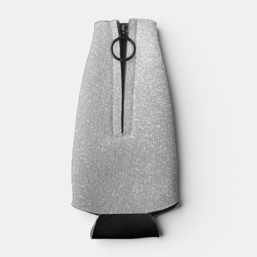 Gepersonaliseerde zilveren glitter bruiloft fles k flesjeskoeler (Achterkant)