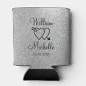 Gepersonaliseerde zilveren glitter bruiloft koelbo blikjeskoeler (Achterkant)