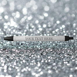 Gepersonaliseerde zilveren glitter pen | hier jouw