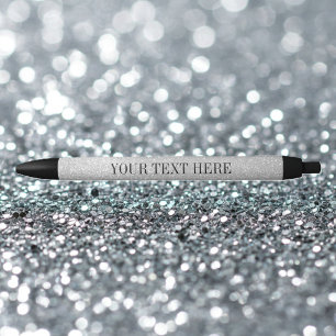 Gepersonaliseerde zilveren glitter pen   hier jouw