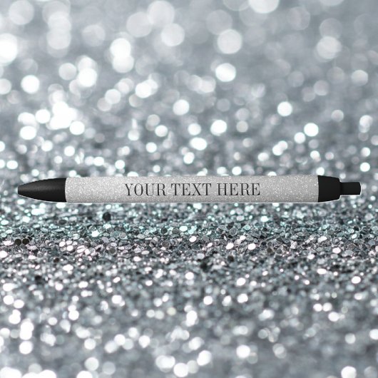 Gepersonaliseerde zilveren glitter pen | hier jouw