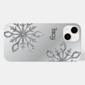 Gepersonaliseerde zilveren glitter sneeuwvlokken o Case-Mate iPhone case (Achterkant (horizontaal))