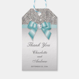 Gepersonaliseerde zilveren pailletten Diamond Bow  Cadeaulabel