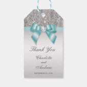 Gepersonaliseerde zilveren pailletten Diamond Bow  Cadeaulabel (Achterkant)