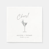 Gepersonaliseerde zilveren proost & champagne brui servet (Voorkant)