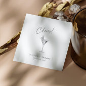 Gepersonaliseerde zilveren proost & champagne brui servet