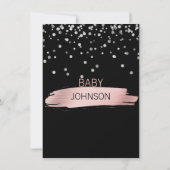 Gepersonaliseerde Zilveren Roze Zwart Meisje Baby  Kaart (Achterkant)