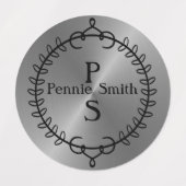 Gepersonaliseerde zilveren stok op kleding naamlab labels (Design 2)