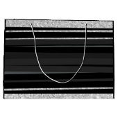 Gepersonaliseerde zilverglitter zwarte streep groot cadeauzakje (Achterkant)