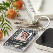 Gepersonaliseerde zilverkleurenkollage sleutelhanger (Voorkant Rechts)