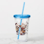 Gepersonaliseerde zingende katten acryl drinkbeker (Achterkant)