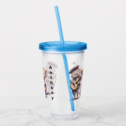 Gepersonaliseerde zingende katten acryl drinkbeker (Links)