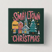 Gepersonaliseerde Zipcode Kleine Stad Kerstmis Roz Vierkante Button 5,1 Cm (Voorkant)