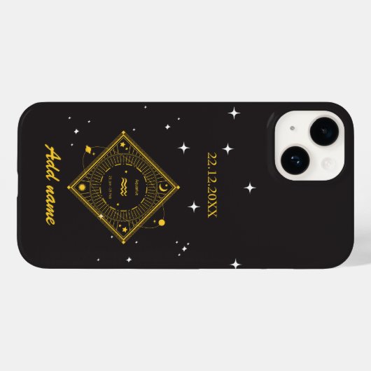 Gepersonaliseerde Zodiac aangepaste naam Aquarius Case-Mate iPhone Case (Achterkant (horizontaal))