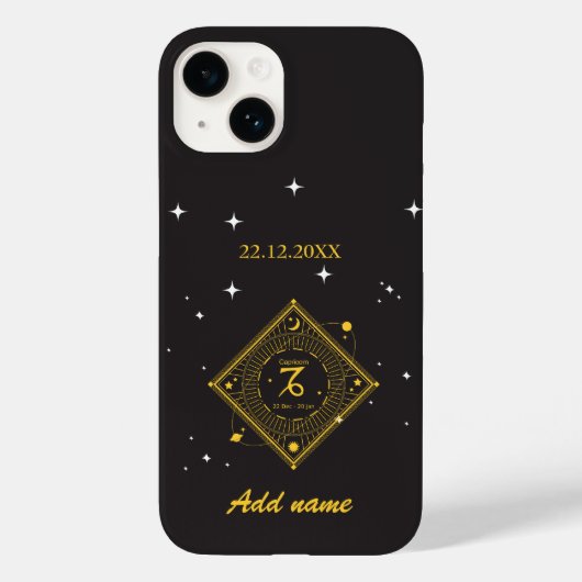 Gepersonaliseerde Zodiac Custom naam Steenbok Case-Mate iPhone Case (Achterkant)