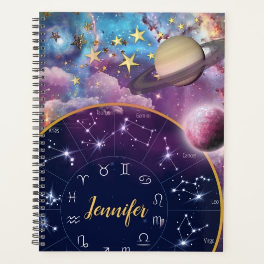 gepersonaliseerde zodiale constellatie nebula plan planner (Voorkant)