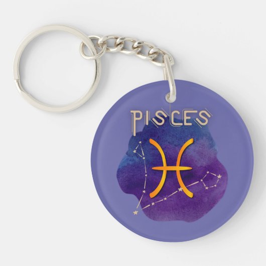Gepersonaliseerde zodische Sign Pisces Constellati Sleutelhanger (Voorkant)