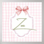 Gepersonaliseerde Zoe Baby Girl Nursery Bow & Ging Poster (Voorkant)