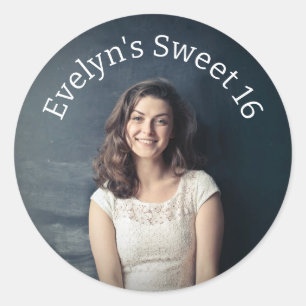 Gepersonaliseerde zoete 16 foto ronde sticker