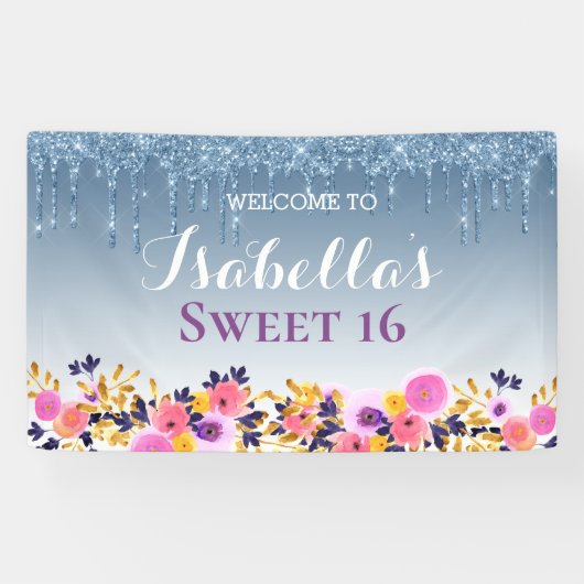 Gepersonaliseerde zoete 16 | Klitter voor het uits Spandoek (Horizontaal)