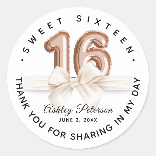 Gepersonaliseerde zoete 16 luxe ballon ronde sticker (Voorkant)