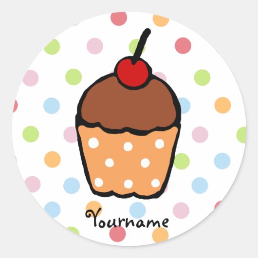 Gepersonaliseerde zoete chocolade cupcake ronde sticker (Voorkant)